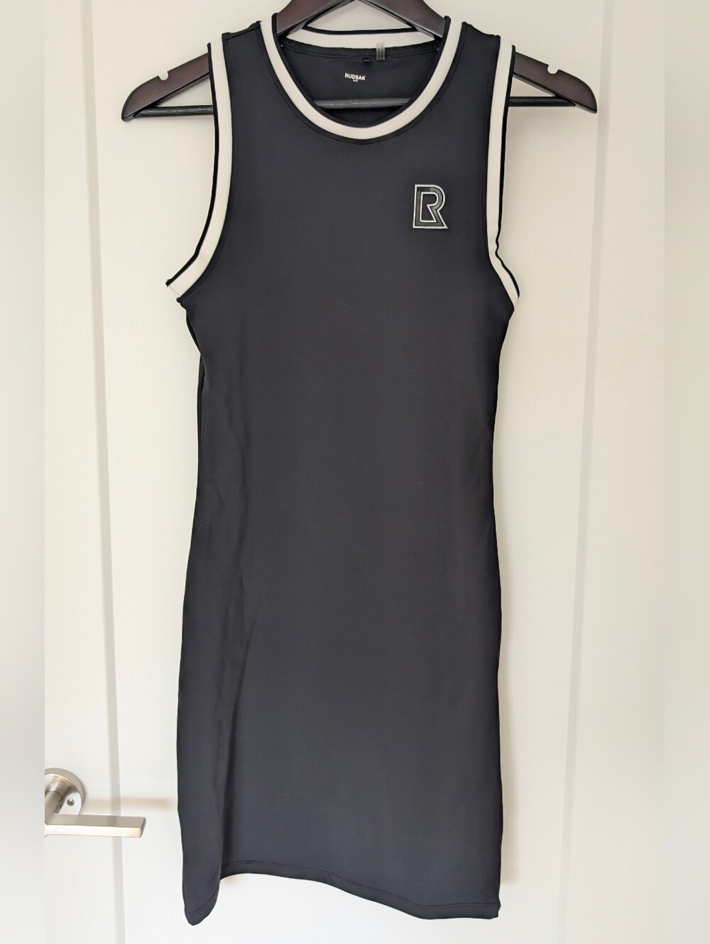 RUDSAK Black Mini Tank Dress with White Trim